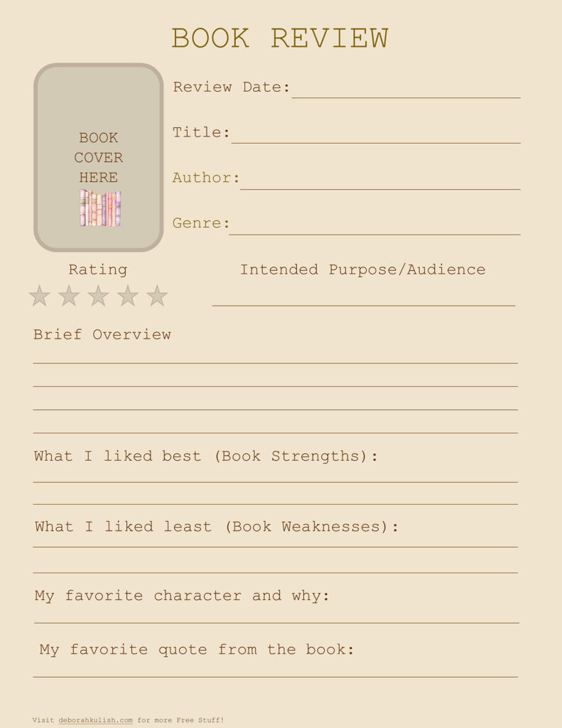 Deborah Kulish Book Review Form